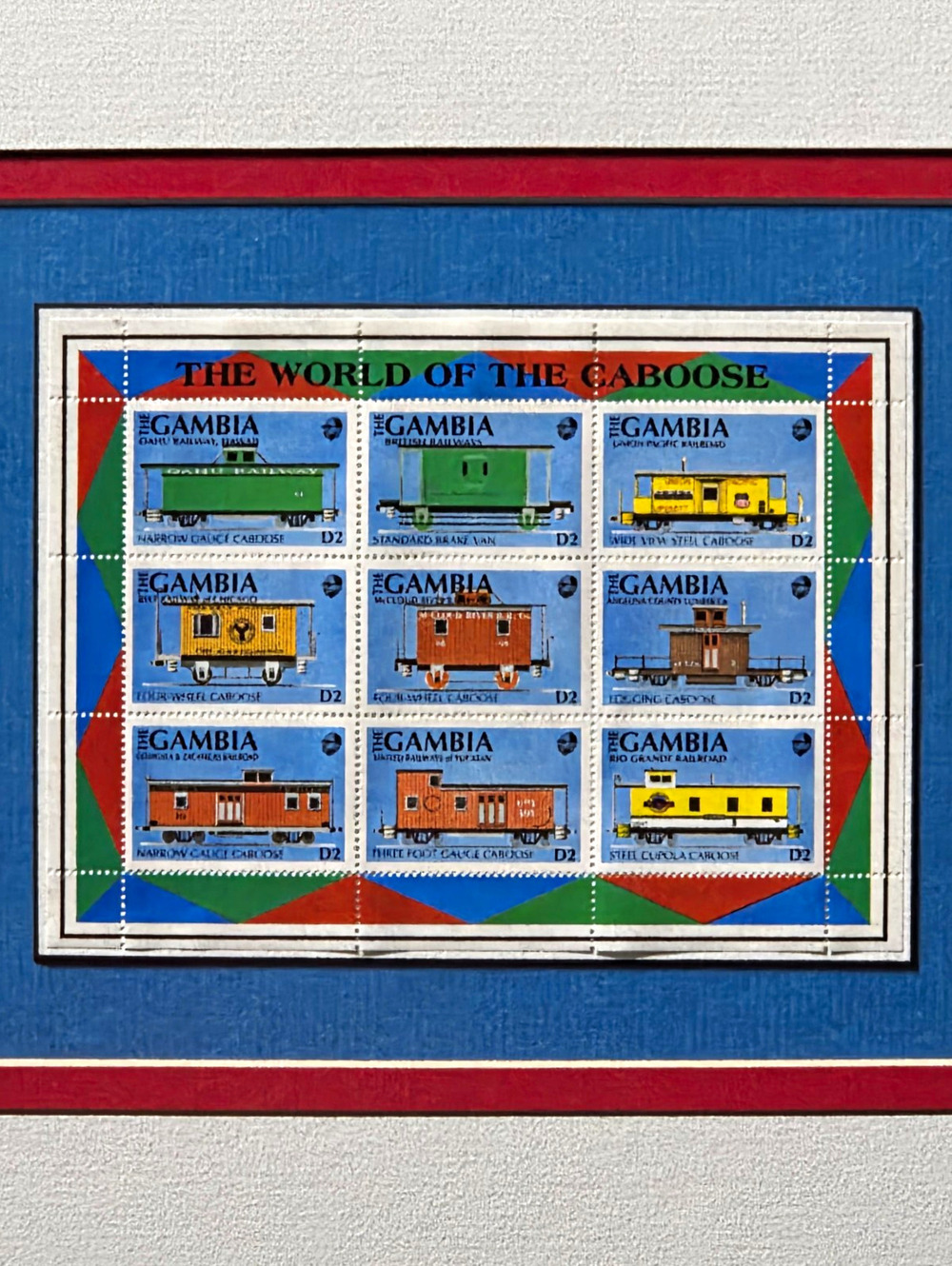Gambia D2 Caboose Trains "World of the Caboose" Souvenir Sheet Stamp 15.5x12.5in
